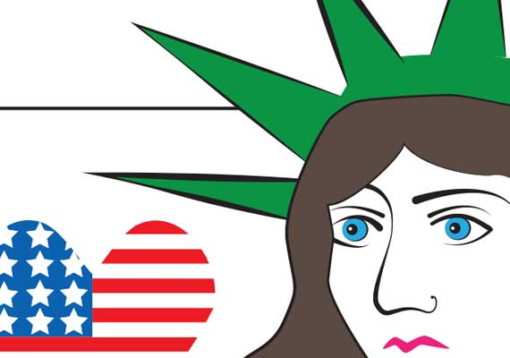 Made in Illustrator, an example of the front of a Statue of Liberty playing card.